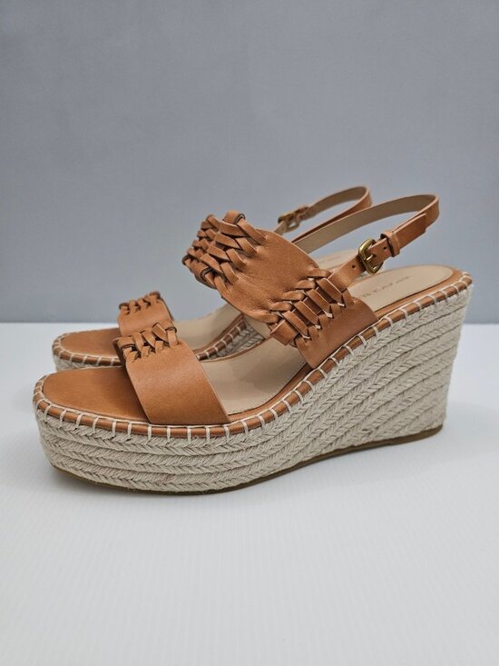 Veronica Beard Shoes - Veronica Beard Riya Wedge Espadrille Sandal Womens 10 Tan Leather Platform NEW